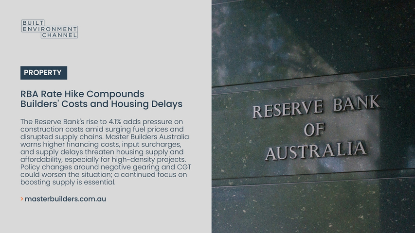 RBA Rate Hike Compounds Builders' Costs and Housing Delays